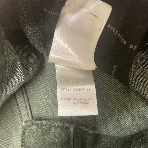 Articles of Society raw hem skinny ankle jeans in olive green size 25 - Picture 5 of 10